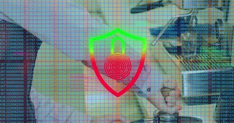 Digital Security in Business Partnership with Shield Overlay