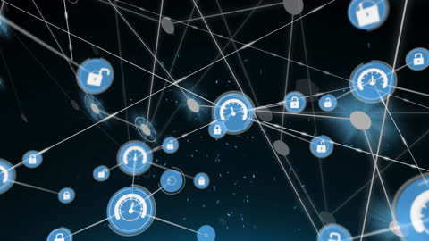 Network Connections with Unlock Security Icons on Dynamic Digital Grid