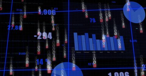Digital Data Stream with Binary Code and Charts - Download Free Stock Images Pikwizard.com