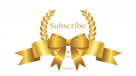 Animated Gold Subscribe Premium Emblem Revealing Ribbon Bow and Laurel Crest