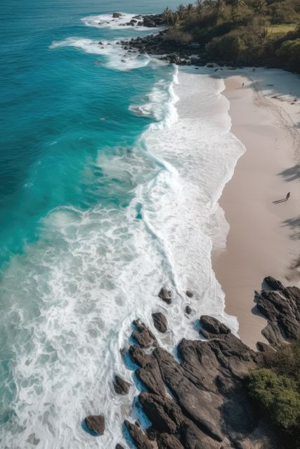 Aerial view of island in sea, with sand, rocks and trees, created using generative ai technology - Download Free Stock Photos Pikwizard.com