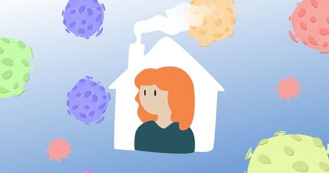 Illustration of person isolating at home during covid-19 pandemic
