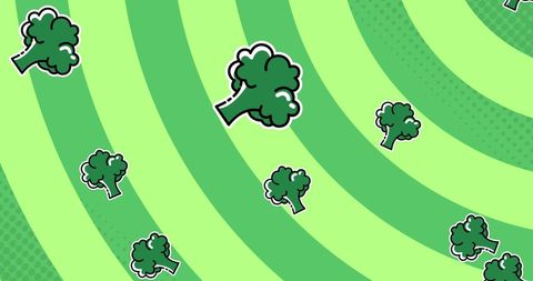 Broccoli Illustrations on Vibrant Green Background - Download Free Stock Images Pikwizard.com