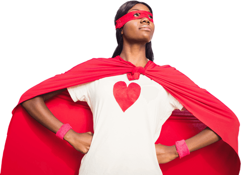 confident woman in hero costume with red cape on transparent background - Download Free Stock Videos Pikwizard.com