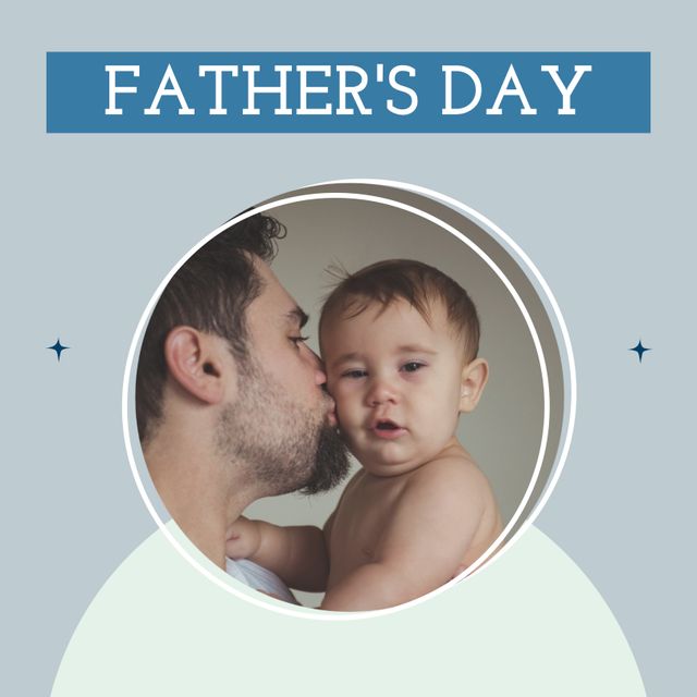 This image is perfect for Father's Day cards, social media posts celebrating fathers and their special bond with their children, and promotional materials for Father's Day sales or events. It evokes feelings of love, care, and parental affection.