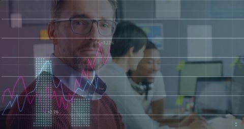 Business Team Analyzing Financial Graph with Data Overlay - Download Free Stock Images Pikwizard.com