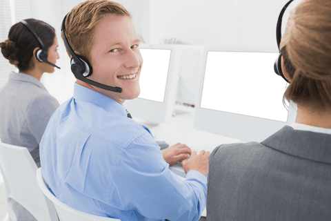 transparent team of call center colleagues smiling and working on computers - Download Free Stock Videos Pikwizard.com