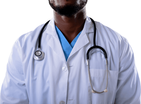 Transparent Mid-Section of African American Doctor with Stethoscope
