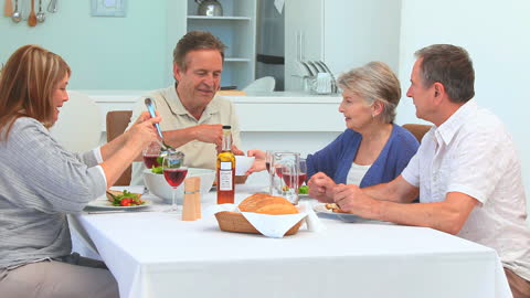Senior Friends Enjoying an Intimate Lunch Gathering