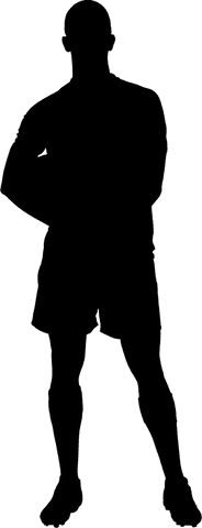 Football player silhouette on transparent background kicking action