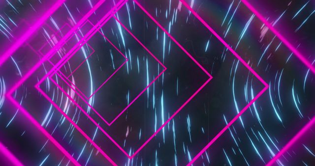 Image of purple and pink neon triangles in white digital space. Entertainment awards ceremony event and celebration concept digitally generated image.