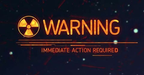 Futuristic alert warning with radiation hazard symbol