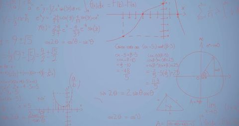 Mathematical Equations and Graphs on Blue Background - Download Free Stock Images Pikwizard.com
