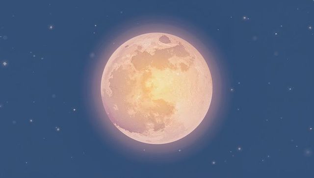 Glowing moon illuminating halo and scattered stars in deep blue sky for celestial design