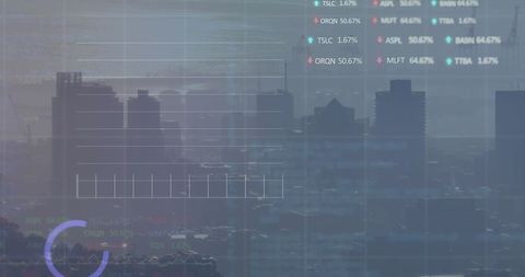 Digital Financial Data Interface Over Urban Skyline - Download Free Stock Images Pikwizard.com