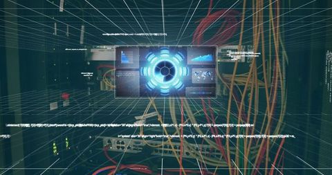 Digital Grid Interfaces with High-Tech Data in Server Bunker - Download Free Stock Images Pikwizard.com