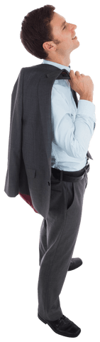 Smiling Businessman Holding Jacket on Shoulder Transparent Portrait