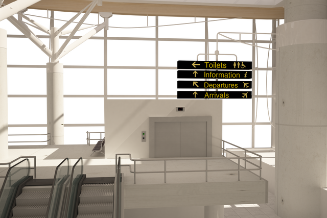 Transparent Modern Airport Interior with Signage for Travel and Transportation - Download Free Stock Videos Pikwizard.com