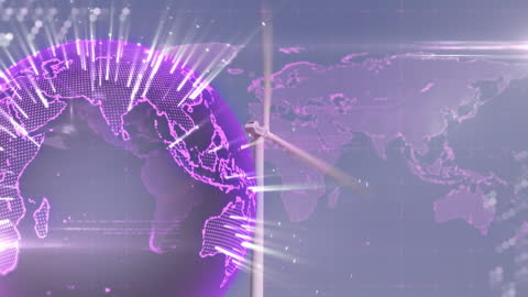 Digital Globe and Wind Turbine with Data Overlay Concept