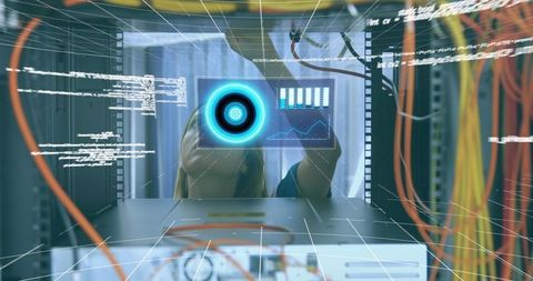 Woman Analyzing Futuristic Digital Interface in Server Room - Download Free Stock Images Pikwizard.com