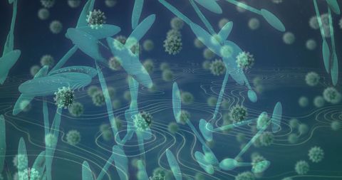Futuristic Visualization of Coronavirus with DNA on Digital Interface