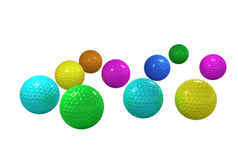 Colorful golf balls on transparent background for sport enthusiasts
