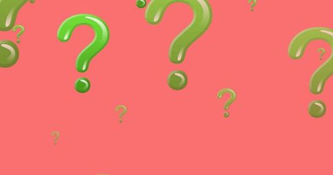 Floating Green Question Marks on Vibrant Pink Background