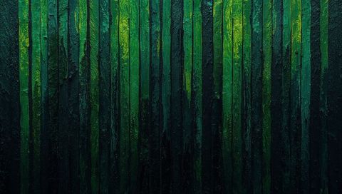 Vertical impasto texture revealing teal drips and ribbed paint grooves on dark canvas