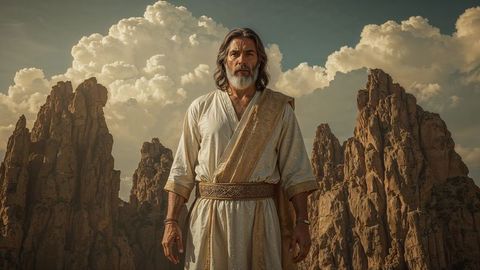 Wilderness moses explorer in majestic rocky canyon landscape