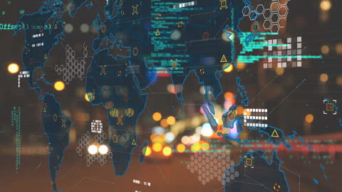 Digital World Map with Data Network Interface