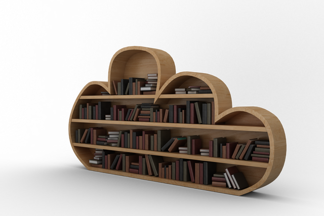 Cloud Shaped Transparent Bookshelves with Assorted Books - Download Free Stock Videos Pikwizard.com