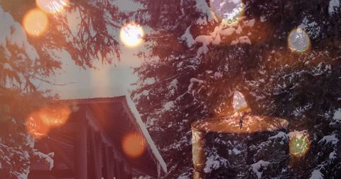 Winter Scene with Candlelight Overlay Conveying Cozy Holiday Atmosphere - Download Free Stock Images Pikwizard.com