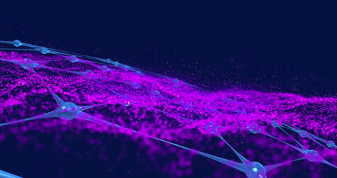 Abstract Digital Network with Flowing Light Particles