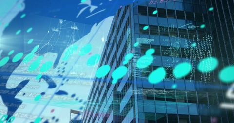 Global Financial Data Processing with Modern Office Overlay - Download Free Stock Images Pikwizard.com