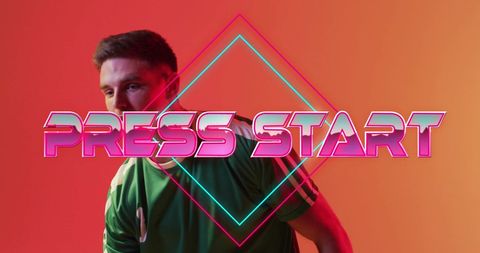 Vibrant Game Start Concept with Retro Neon Text - Download Free Stock Images Pikwizard.com