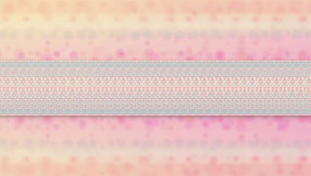 Displaying embossed woven geometric ribbon on pastel gradient background with soft bokeh