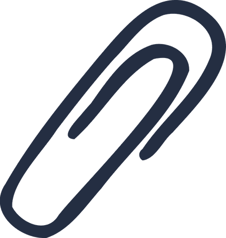 Minimalist dark blue paperclip icon on transparent background