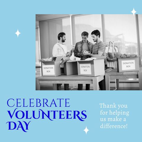volunteer day celebration with organized donation boxes - Download Free Stock Templates Pikwizard.com