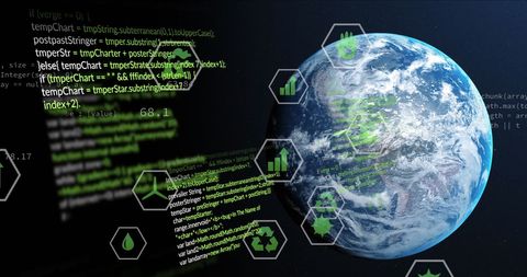 Digital Ecosystem Concept with Earth and Data Symbology - Download Free Stock Images Pikwizard.com