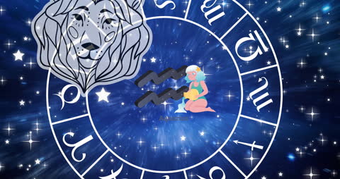 Zodiac Symbol Animation with Twinkling Starry Background