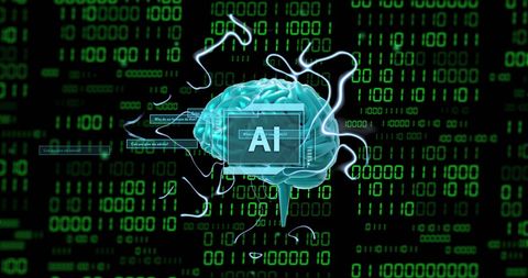 Artificial Intelligence Concept with Brain and Binary Code - Download Free Stock Images Pikwizard.com