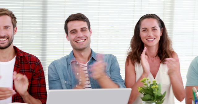 Team Members Applauding During Office Meeting - Download Free Stock Images Pikwizard.com