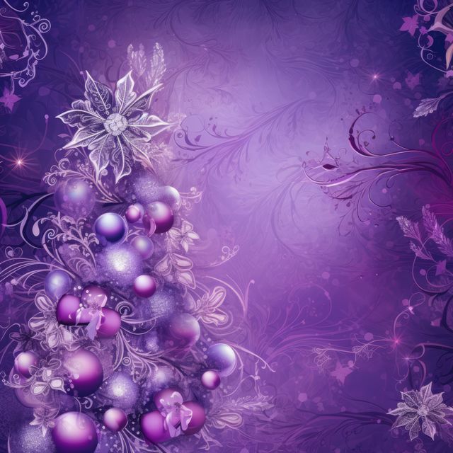 Elegant Purple Christmas Tree Decoration with Ornaments and Floral Designs - Download Free Stock Images Pikwizard.com