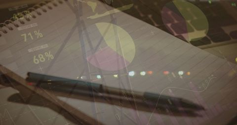 Statistical Data Overlay with Pen and Diary Background - Download Free Stock Images Pikwizard.com