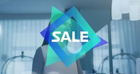 Sale concept in modern cosmetics store with overlay