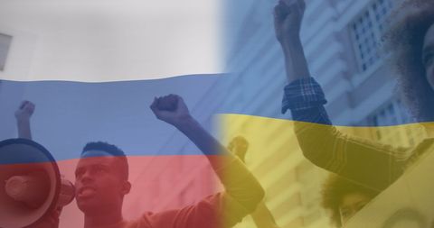 Conceptual Image Merging Russian Flag with Protesters - Download Free Stock Images Pikwizard.com