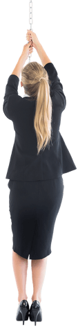 transparent blonde businesswoman pulling chain in suit - Download Free Stock Videos Pikwizard.com