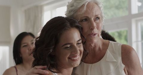 Joyous Wedding Celebration with Happy Guests Embracing