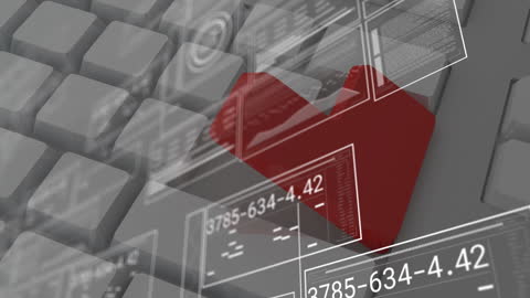 Digital Data Visualization on Keyboard Background