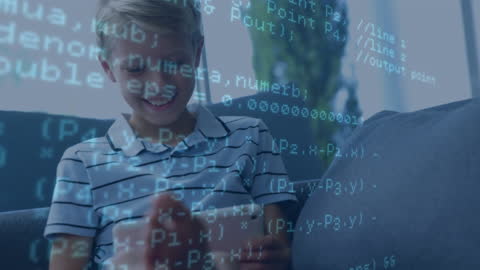 Boy Engaging with Technology at Home Highlighting Digital Learning